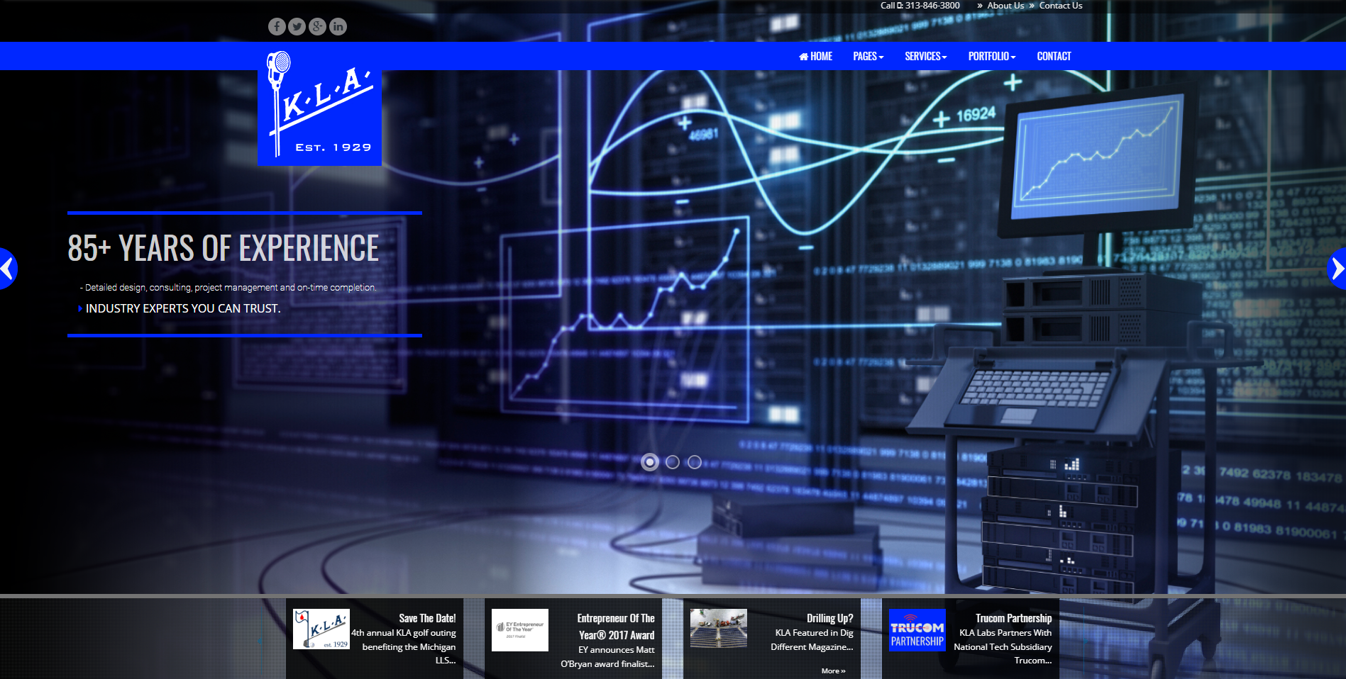 KLA Laboratories homepage featuring its technology and engineering experience